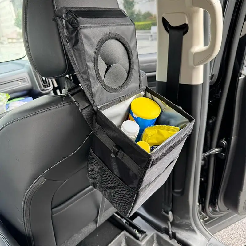 Car Garbage Can For Back Seat Auto Rear Seat Suspension Garbage Can Foldable Design Vehicle Storage Tool For Snacks Beverage