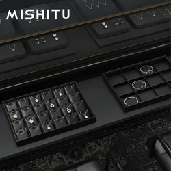 MISHITU Black PU Leather Jewelry Tray Ring Display Plate Necklace Pendant Bracelet Jewelry Storage Tray Haute Jewelry Exhibition