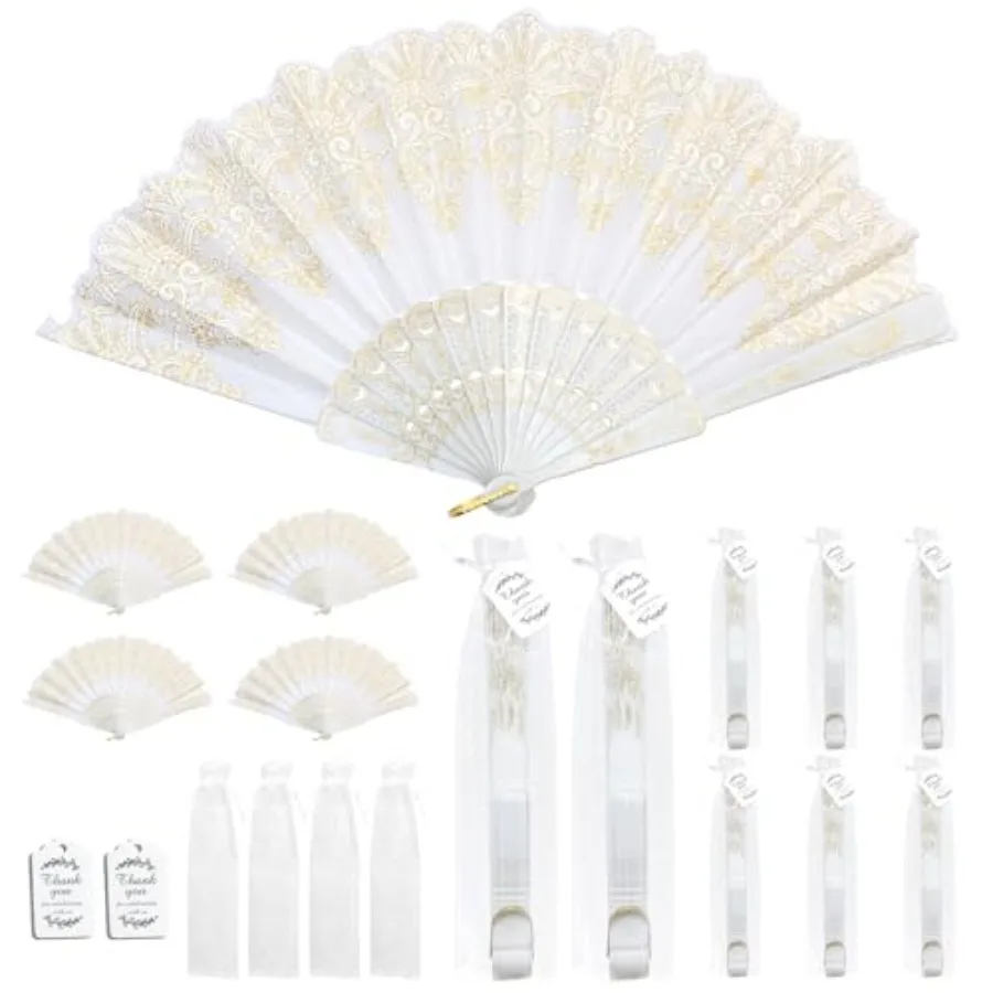 

EOSAU Handheld Chinese Folding Fan Hand Fans for Women Foldable Bulk for Party Wedding Church Dancing