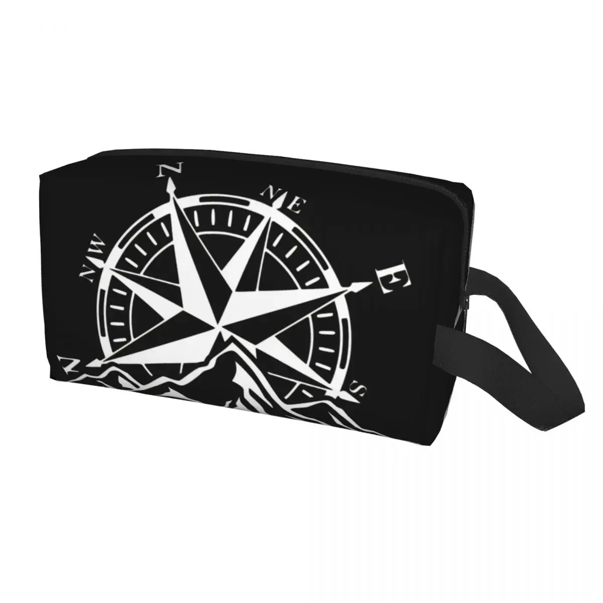 

Custom Compass Rose Mountain Toiletry Bag for Women Nautical Cosmetic Makeup Organizer Ladies Beauty Storage Dopp Kit Box