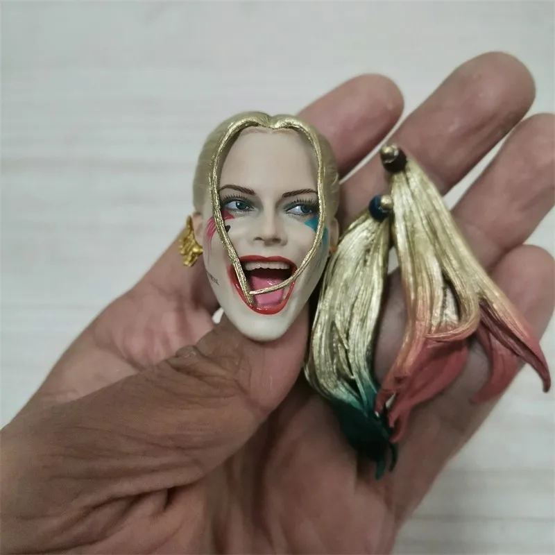 1/6 Scale Female Clown Laughing Joker Version Double Hair Braid Head Sculpt Model For 12 Inch Action Figure Body Accessories