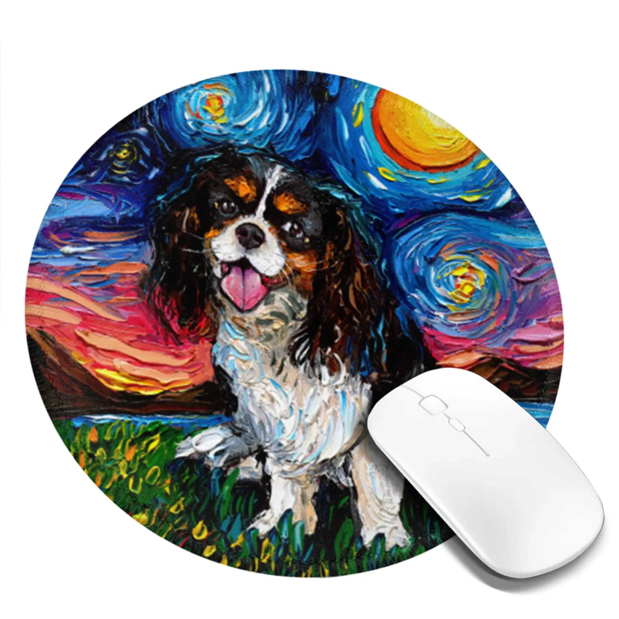 Tri Color Cavalier King Charles Spaniel Night Mouse Pad Computer Keyboard Mouse Mat Gamer PC Laptop Desk Mat Office Table Mats