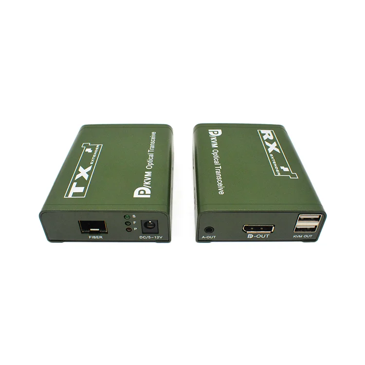 20Km Displayport Fiber KVM Extender over Single Model LC Fiber Optical Cable DP Fiber KVM Transceiver with SFP Module for PC NVR