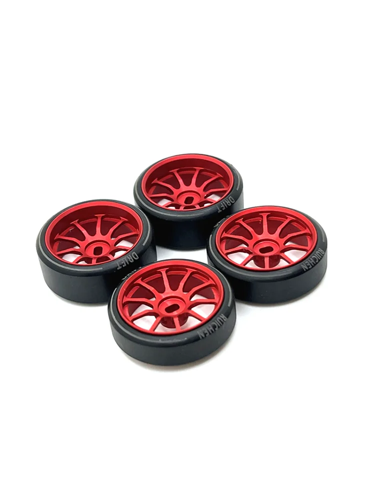 Pneus à dérive en métal pour WLtoys KYOSHO 1/28 RC, pièces de voiture moustique, mise à niveau deux larges deux, diamètre extérieur étroit 27mm