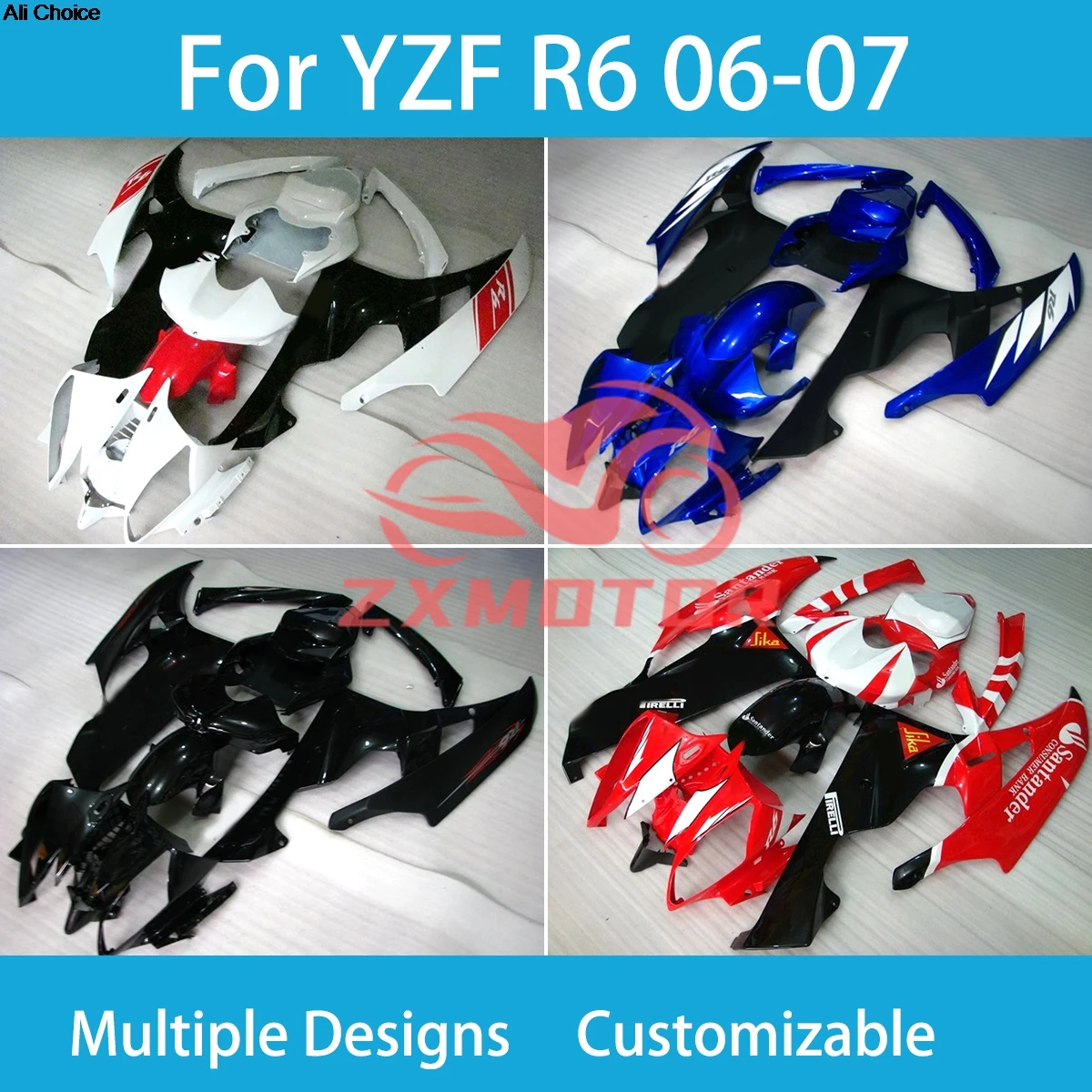 

Free Customize Fairing Kit for Yamaha YZF R6 06 07 Full Set Motorcycle Plastic Body Set Fairing Plastic YZF-R6 2006 2007