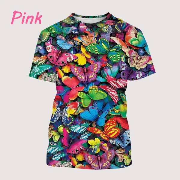 

2023 Novelty Animals Art 3D Printed T Shirt Fashion Creativity Graphic Butterfly Men/Women's Soft Comfort Casual Short Sleeved