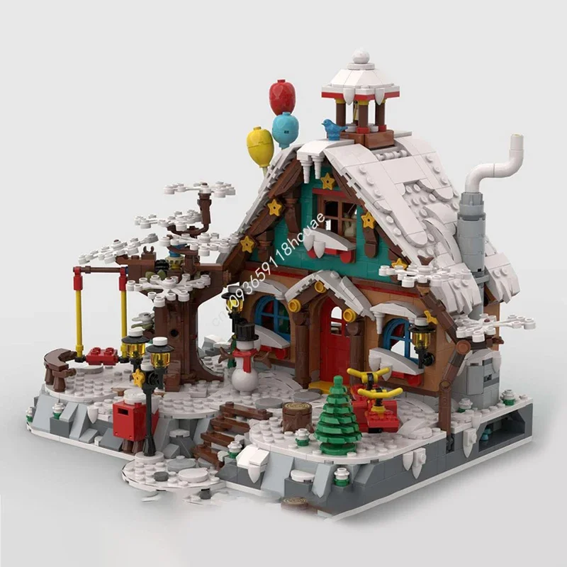 Moc City Street View Winter Kindergarten Haus Baustein Set DIY Zusammengebaute Ziegel kinder Spielzeug Geschenk