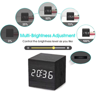 2025+ Square Wooden LED Digital Alarms Clock Wooden Retro Luminous Clock LED Bedside Table Desktop Clock Mini Digital Clock