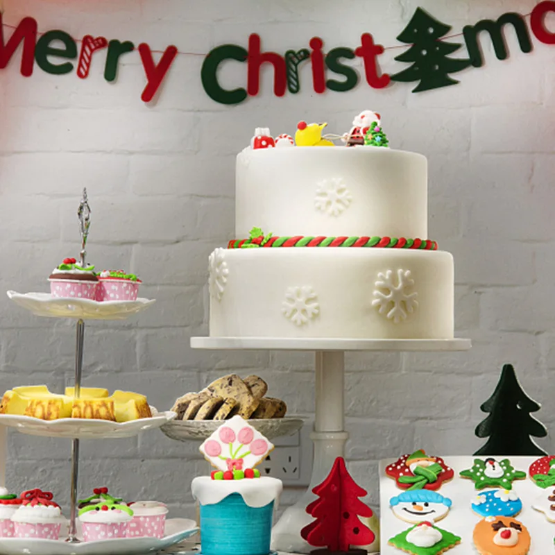 6PCS Snowflake Plunger Mold Cake Decorating Tool Biscuit Cookie Cutters Cupcake Mould Cutting Pastry Cutter Baking Accessories