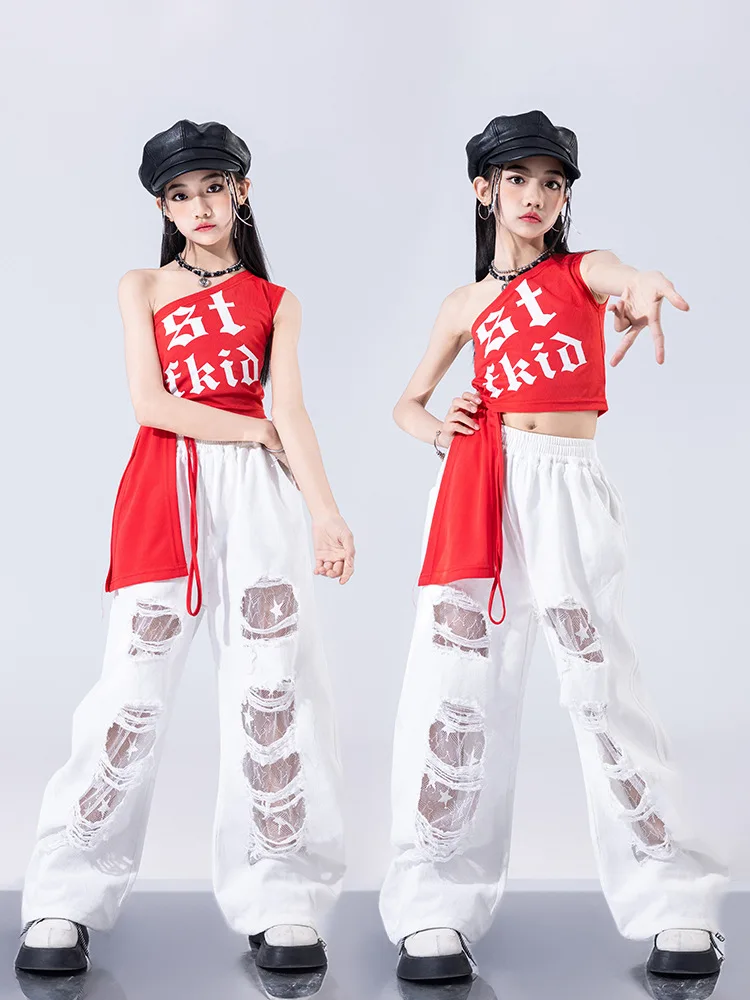 Hip Hop Girls Clothes Kpop Jazz Dance Stage Costumes Black Tank Top Baggy Pants Catwalk Show Outfit Cool Street Dance Wear