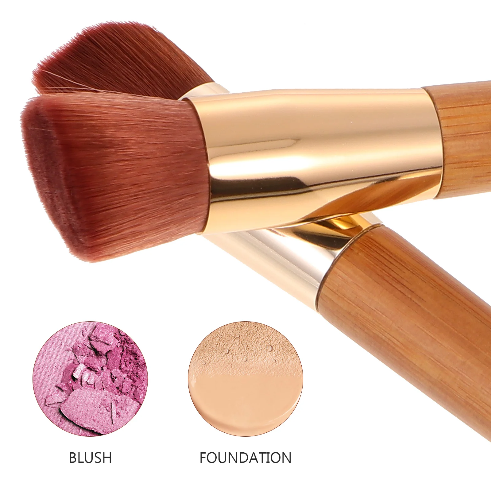 2pcs Dual Ended Blush High-Density Soft Nylon Makeup Tool For Foundation Powder Blending Brush Multipurpose Face Powder