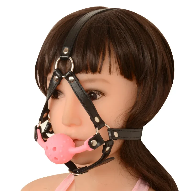 Sex belt BDSM Bondage Strap Head Harness mouth gag ball Adult Products Oral Fixation Open Mouth plug Gag clip sex Toys for Woman