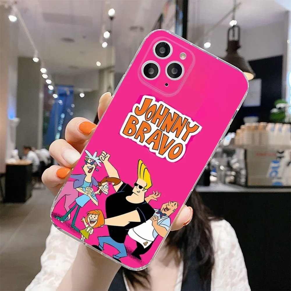 J-Johnny Bravo-S Phone Case For IPhone 12,13,Mini,11,15,Pro,MAX,XR,XS,7,X,SE,8,14Plus Clear Soft Cover Fundas