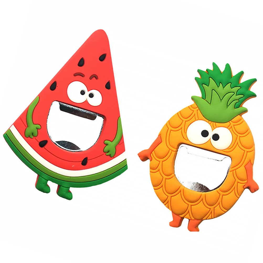

2pcs Pineapple Bottle Opener Refrigerator Sticker Fridge Magnets Creative Fruit Design Adsorption Magnetic Sticker Scratch