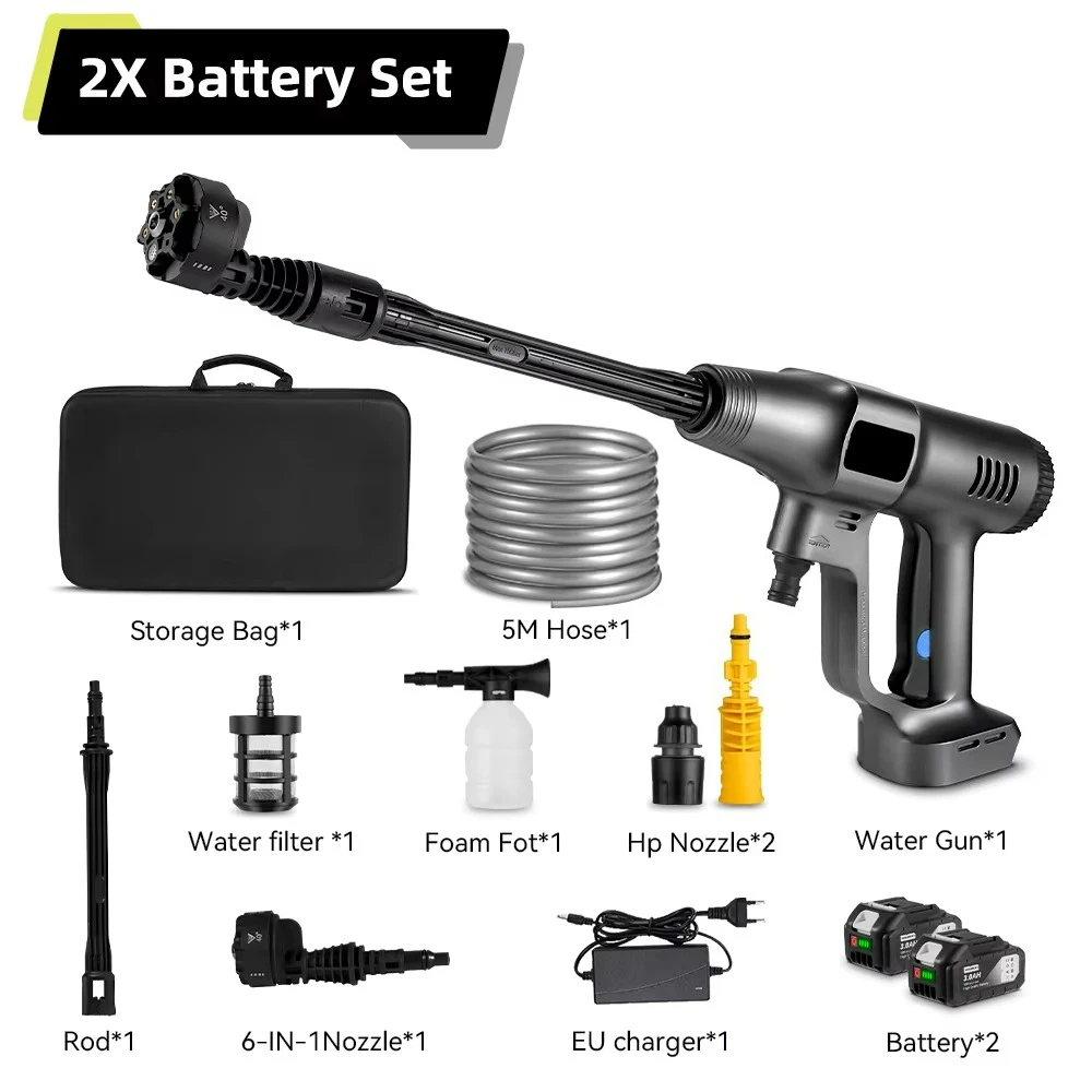 200Bar Brushless Car Water Gun Electric High Pressure Washer 3 Gear Car Washing Garden Water Gun