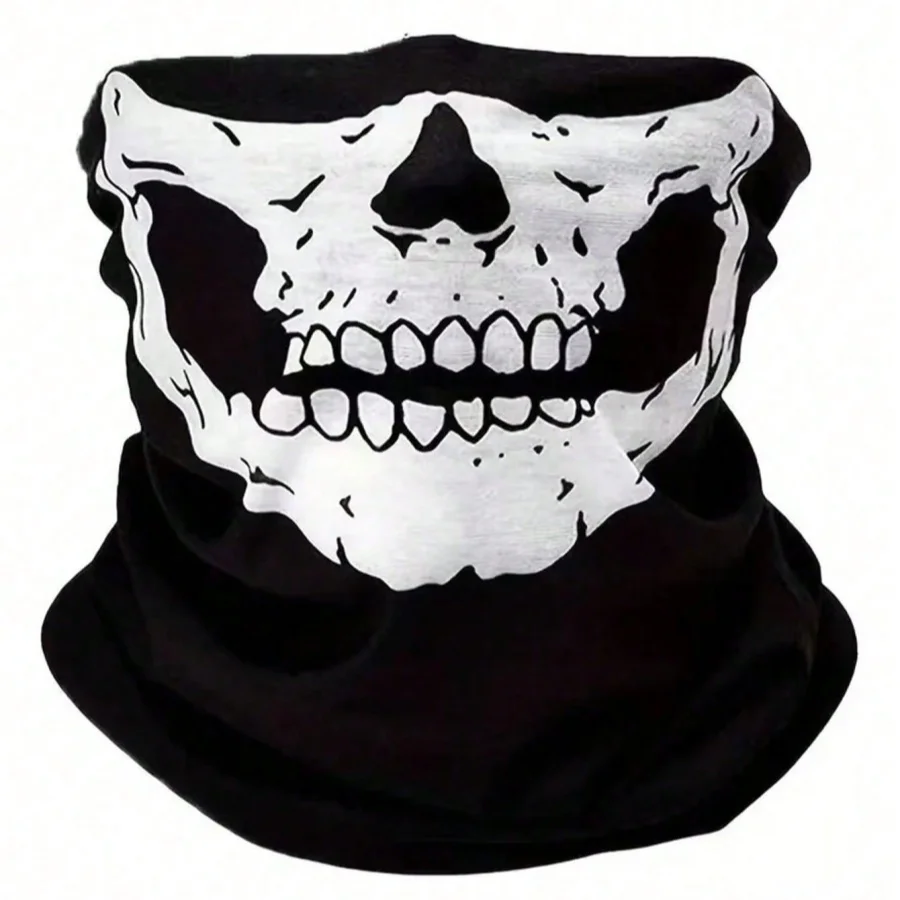 Neues Halloween-Cosplay-Kostüm-Set: Gruselige Totenkopfmaske mit beweglichem Kiefer, Skelett-Geisterhandschuhe für Party-Verkleidungen – Detail 5
