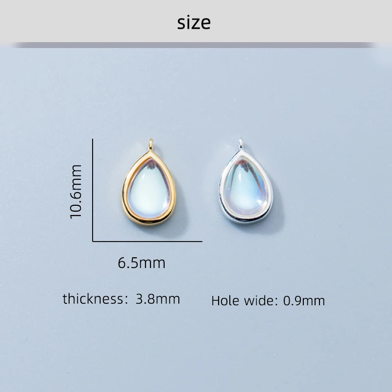 Charms 925 Silver Electroplated Water Drop Shaped Necklace Pendant Inlay Handmade DIY Accessories Charms for Bracelet Plata 925