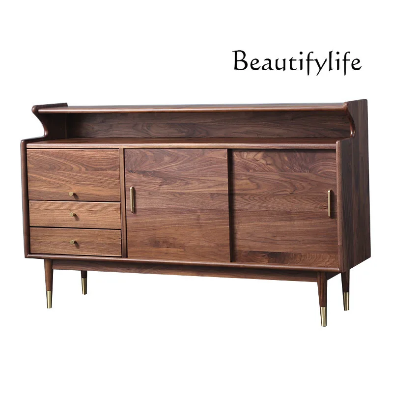 

Nordic Light Luxury Solid Wood Sideboard American Retro Display Side Cabinet Modern Minimalist Tea Cabinet
