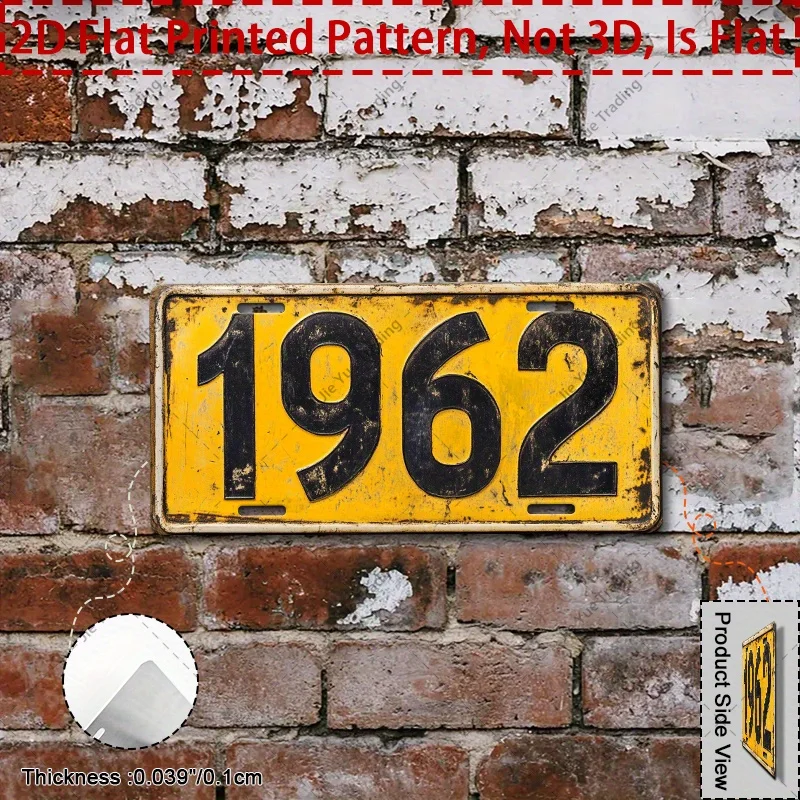 2D Flat - [Enable ] 2D Flat 1pc 12*6In Sign 2D Flat Retro 1962 Metal Sign 12