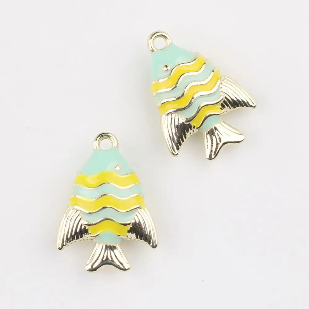 10Pcs/lot Simple Alloy Clownfish Drip Oil Pendant DIY Jewelry Making Supplies for Bracelets Necklaces