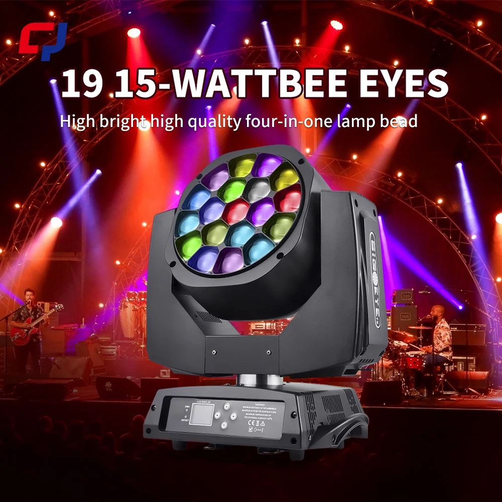 Luz de lavado con cabezal móvil de 19x40w, 19x15w RGBW 4 en 1, haz de luz LED con ojos de abeja, iluminación de escenario profesional para DJ, discoteca, Bar y club nocturno