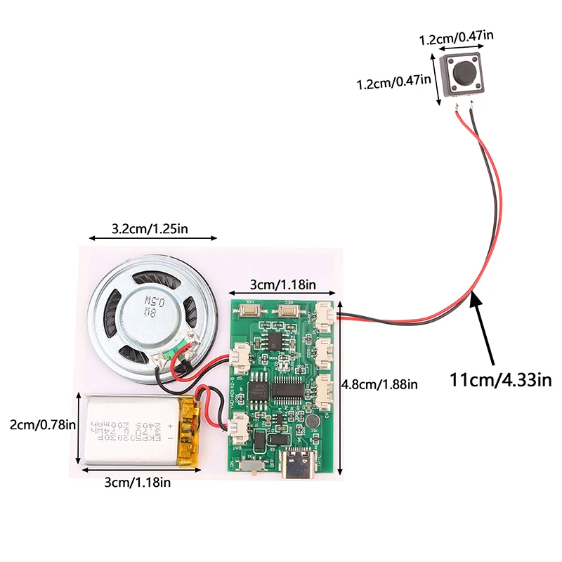 300 Second Recording Playback Module Key Recording Greeting Card Sound Recorder Board Clear Sound Quality