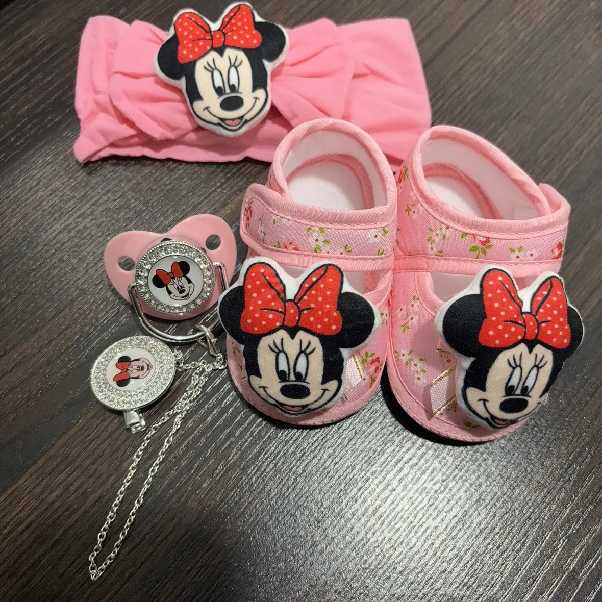 

2026 Baby chewable nipple cartoon pattern baby pacifier with dust cover Newborn headband cute shoes Baby feeding set 0-8M