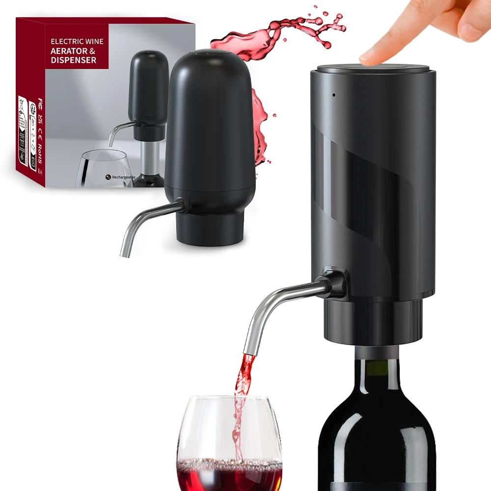 Aireador de vino automático, decantador de vino eléctrico recargable de un toque, juego de dispensador de licor, accesorios para Bar y fiesta