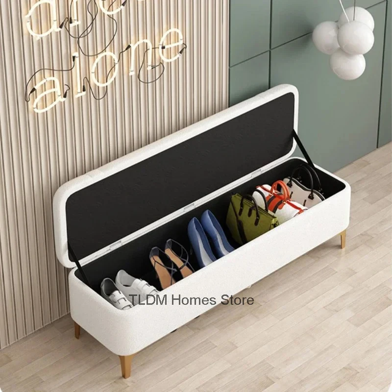 European Light Luxury Storage Stools Bed End Ottoman Bedroom Home Door Shoe Changing Stools Clothing Store Storage Footstool gm