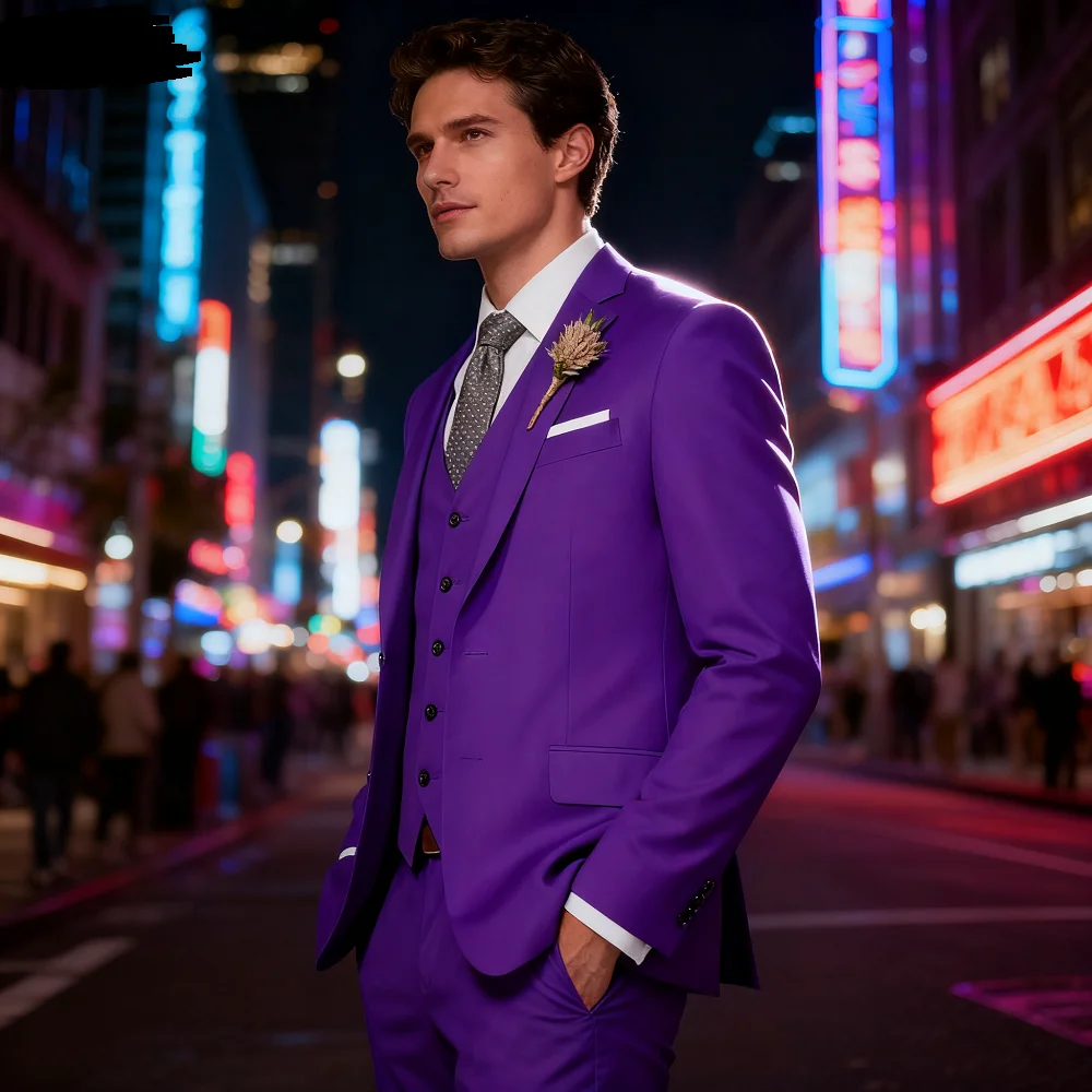 

Ternos formais de casamento para homens, terno casual de negócios, high-end, slim fit, festa de baile, conjunto de 3 peças, smok