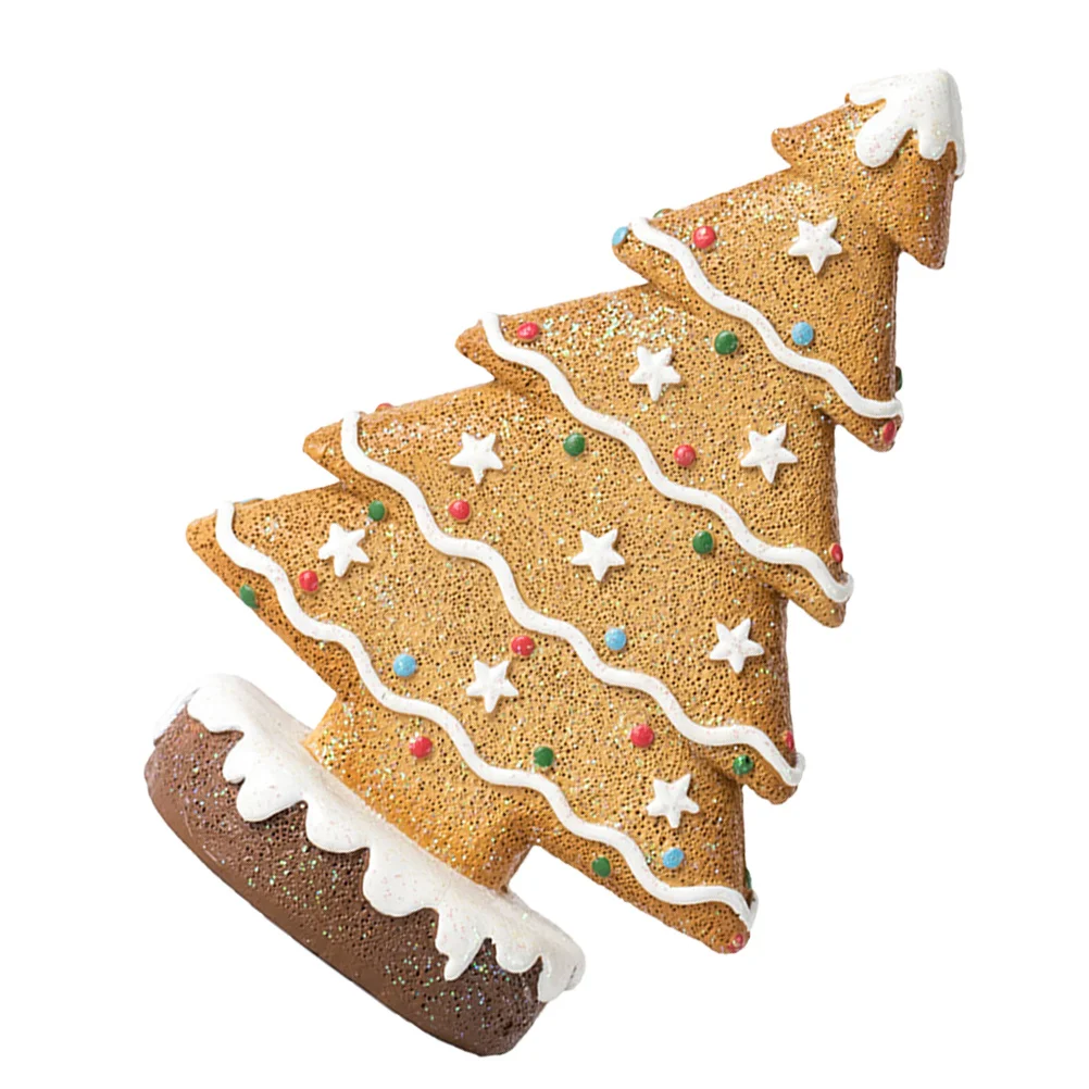 

Festive Gingerbread Christmas Tree Resin Decoration Holiday Tabletop Accent for Home Office Mantel Xmas Village Display