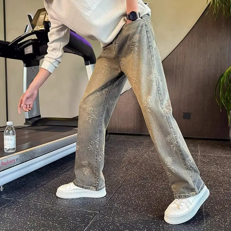 Pi Shuai style jambe droite jean hommes haut de gamme lâche pantalons pour hommes 2025 nouveau printemps et automne Pi Shuai pantalons décontractés
