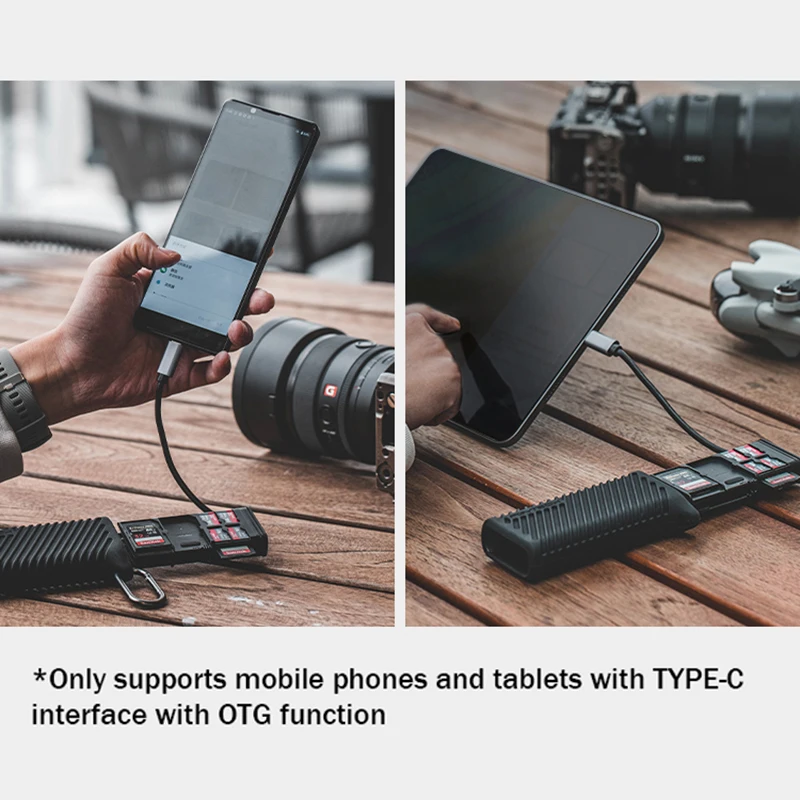 PGYTECH CreateMate 고속 카드 리더기 및 케이스 SD TF SIM 듀얼 슬롯 데이터 전송 메모리 카드 카메라/전화용 USB 3.1 Type-C