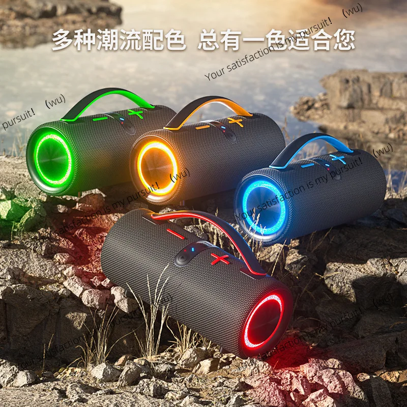 

New wireless bluetooth speaker outdoor fabric waterproof portable overweight subwoofer with RGB light game stereo