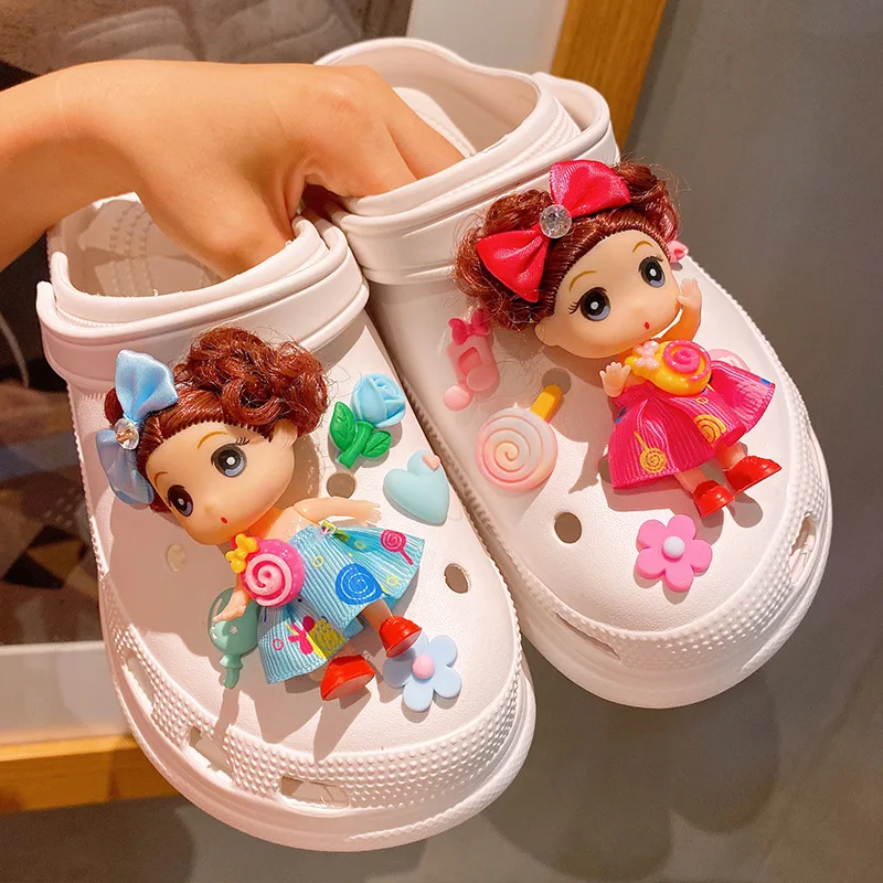 Cartoon Cute style Clogs DIY 3D stereo doll Shoe Flower Decorative Buckles Detachable Soft Rubber Shoe Charms Children gift
