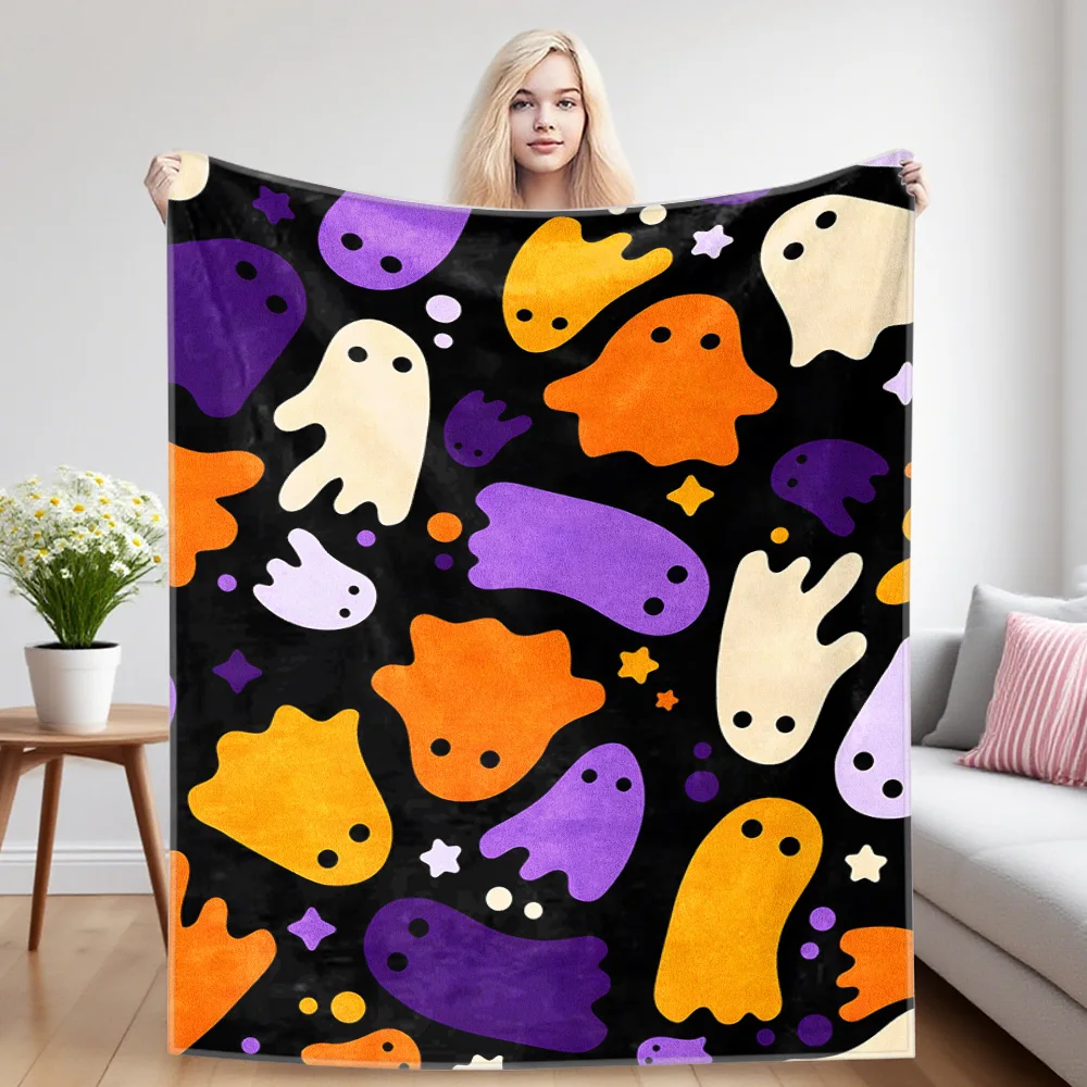 Color Ghost Flannel Blanket, Ultra-Fine Fiber, All Season Luxurious Fluffy Blanket Suitable For Beds Or Sofas