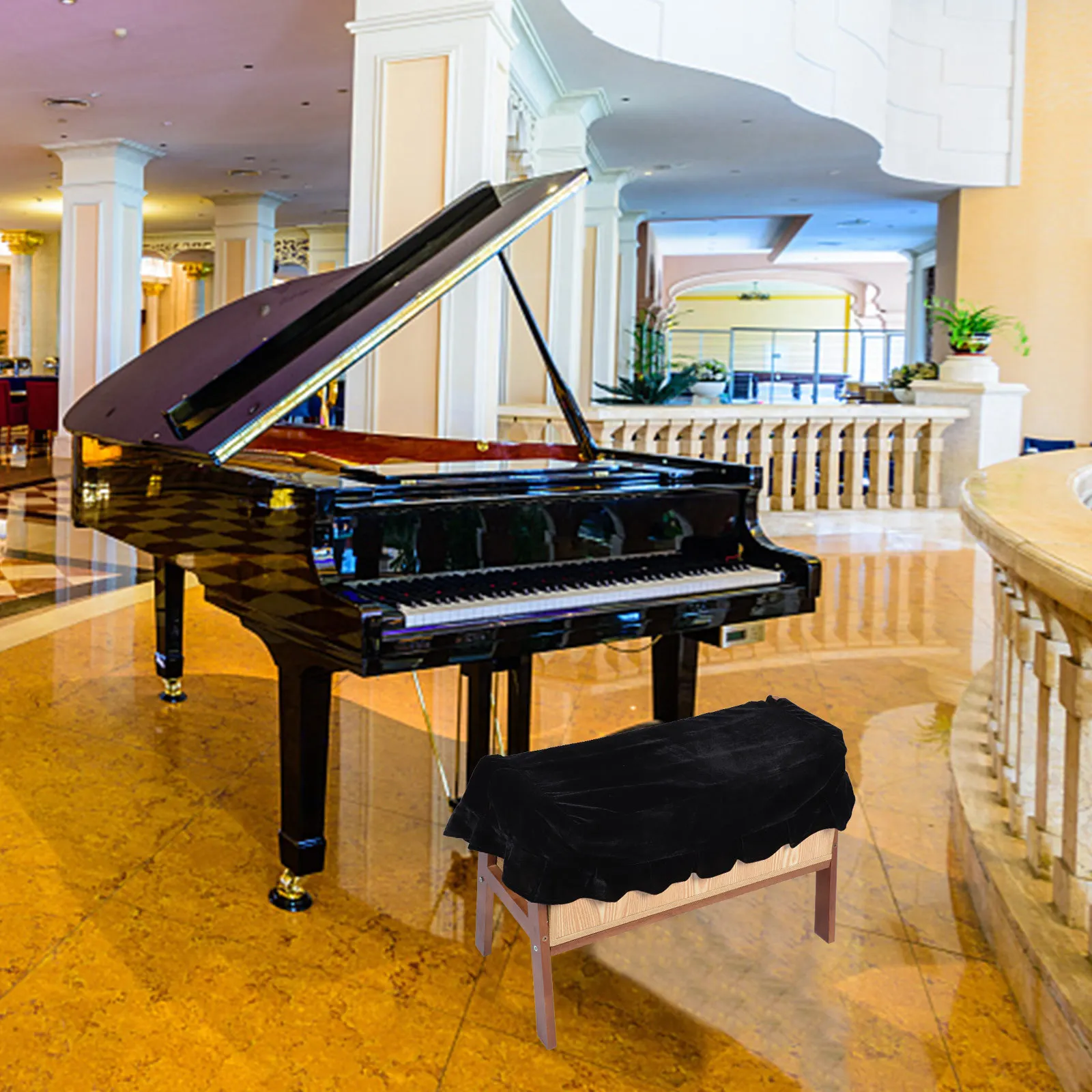 

Pleuche Piano Stool Cover Highly Stretchy Perfect Fit Most Single Benches Room Decor Gift Choice Piano Bench Cushions