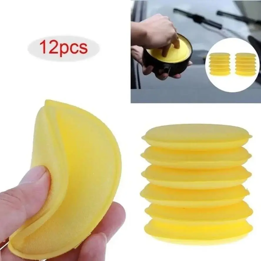 Almohadilla de esponja amarilla/búfer para el cuidado del detalle del coche, esponja para pulir cera de vehículo, cera suave para manos, venta al por mayor