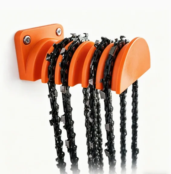 3D‑Printed Wall‑Hanging Chainsaw Chain Organizer Rack, 6‑Groove Durable Storage Bracket, Tool Hook Accessory for Workshop Use
