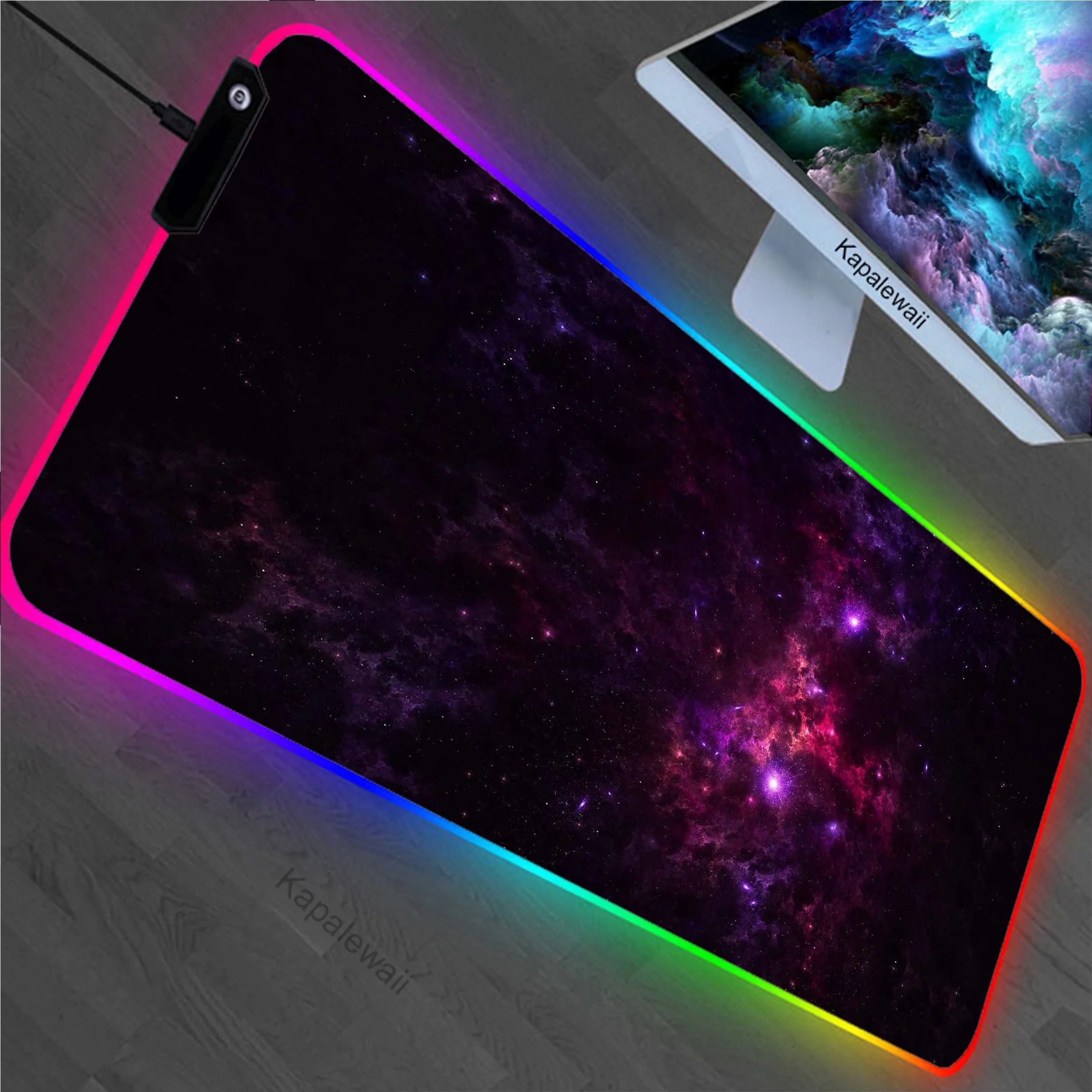 

Purple Star Space RGB LED Mouse Pad XXL Anti-slip Mousepad Rubber Keyboard Pads Gaming Setup Accessories Mouse Mat 900x400mm