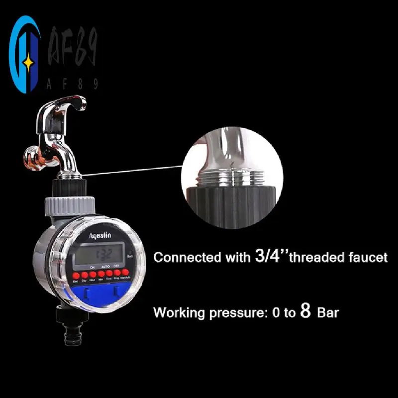 

AF89-1 PCS LCD Display Garden Watering Timer Plastic+Metal 8 Programs Electronic Ball Valve Water Timer For Garden Watering