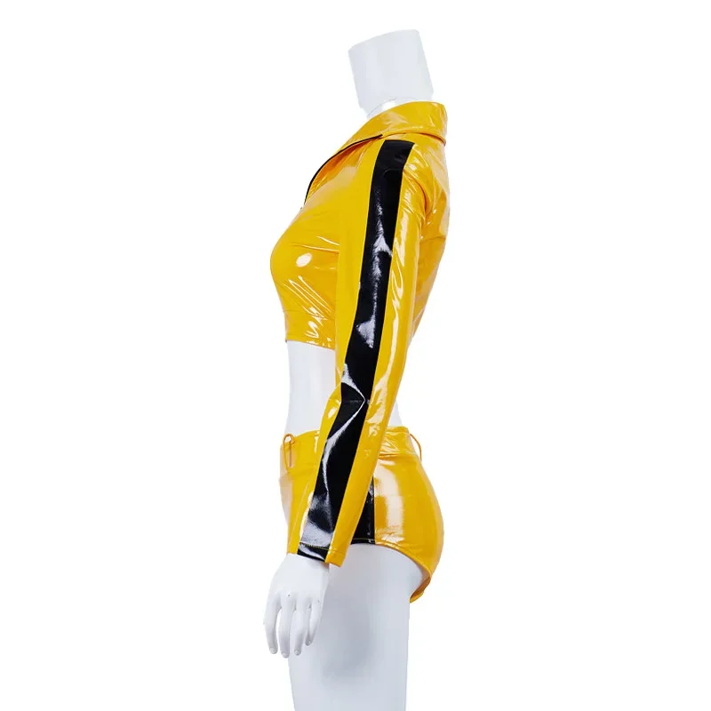 HN8 Kill Bill Movie Cosplay Costume for Women Sexy Top Yellow Shorts Bride Beatrix Kiddo Ombli) 4Dc
