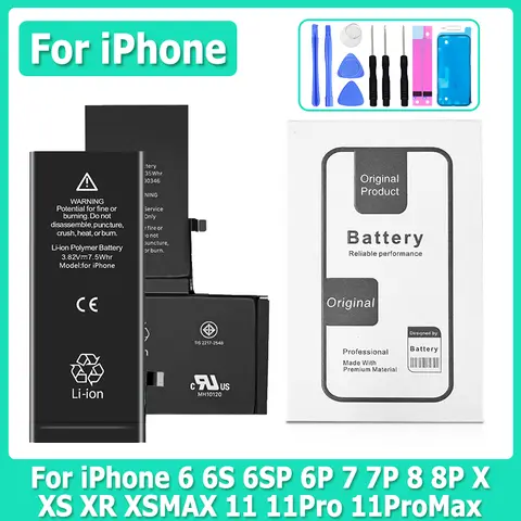 XDOU 2025 NEW Battery For iPhone 7 8 6S 6 Plus X XR 11 11Pro Xs Max High Capacity Phone Bateria + Free Tools