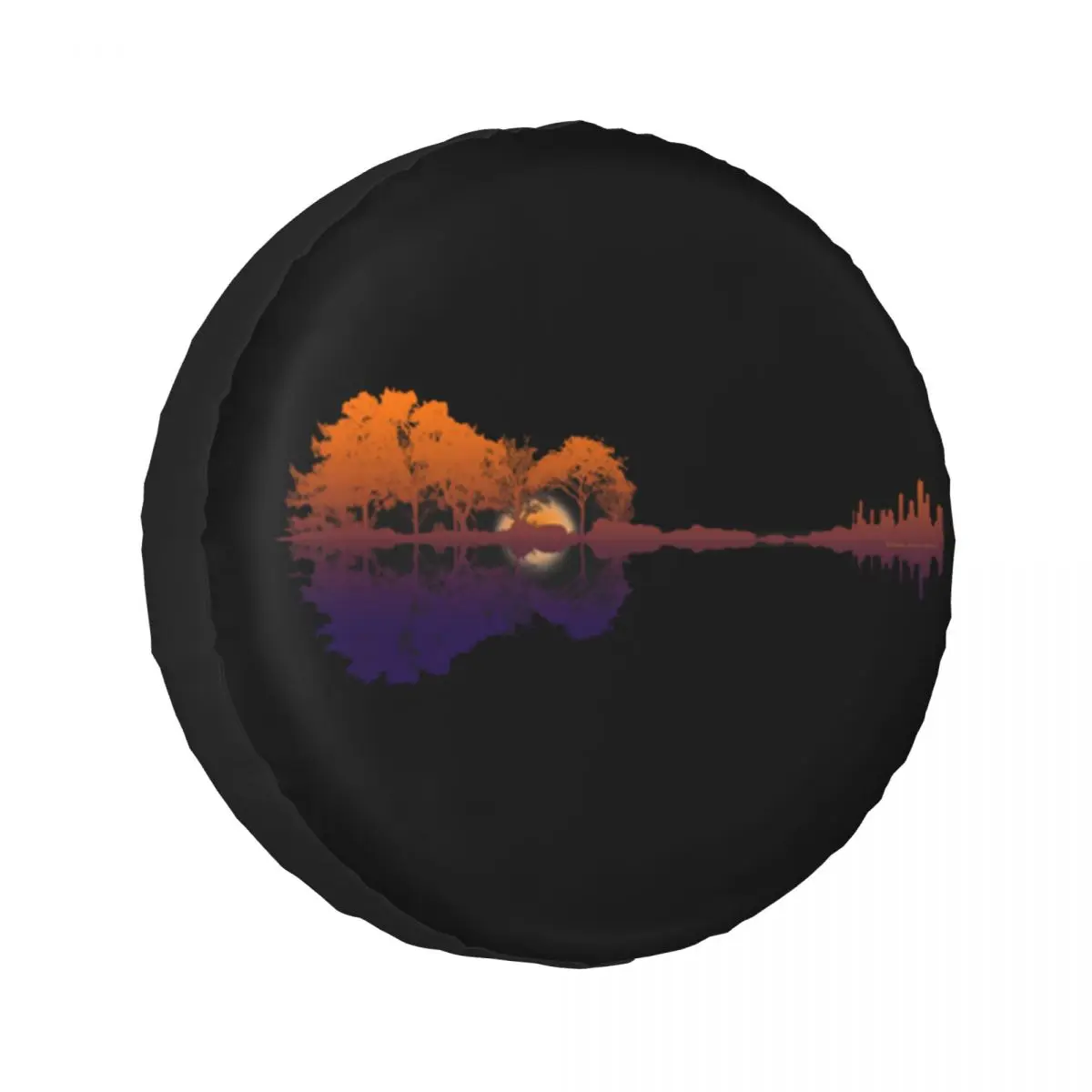 

Guitar Lake Reflections Music And Guitar Lover Guitar Spare Tire Cover for Jeep SUV RV 4WD Pajero 4x4 Wheel Protector Covers