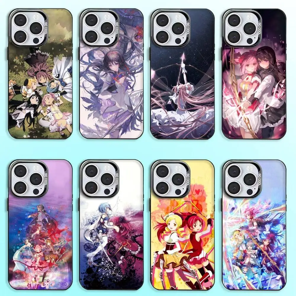 

P-Puella M-Magi Madoka M-Magica Phone Case For iPhone17,16,15,14,13,12,11 Plus,Pro Max Colored Silver Plated Inside Cover