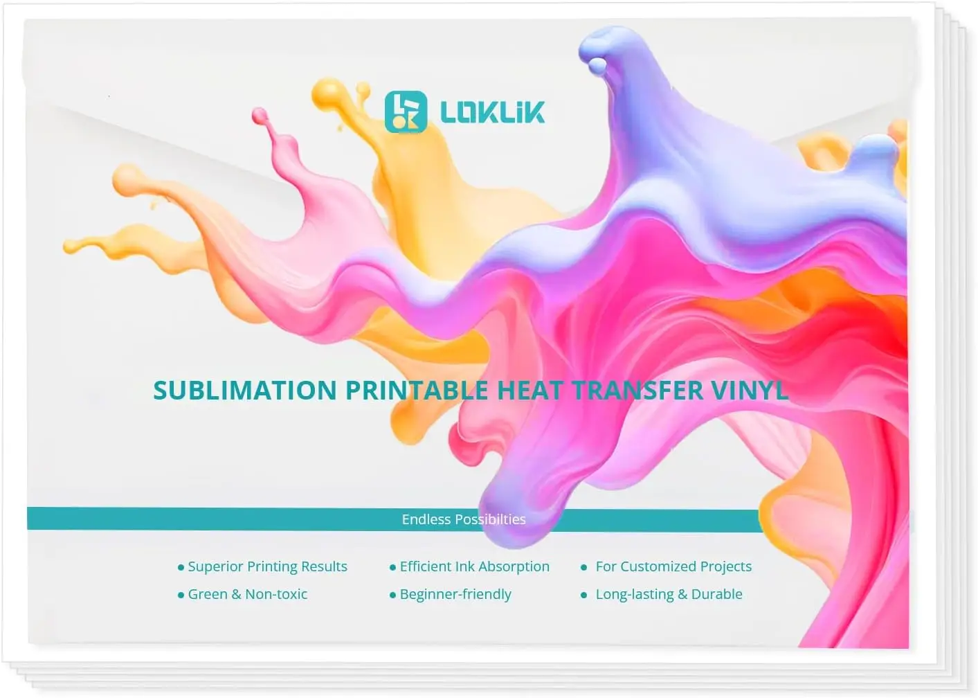 LOKLiK 15/30 pezzi 8,5x11 pollici sublimazione ad asciugatura rapida pellicola in vinile stampabile innovativa sublimazione del vinile a trasferimento di calore stampabile