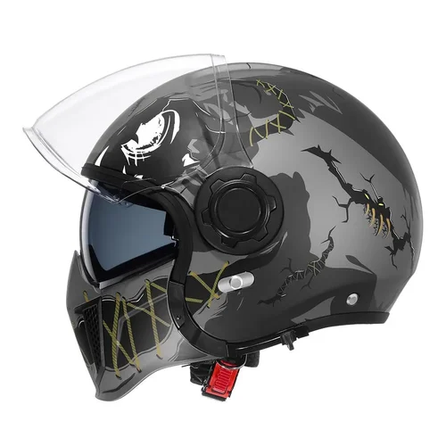 Imagen 2 del producto CYRIL-casco de motocicleta de cara completa para hombre y mujer casco para motos, cascos de cara abierta, Modular, doble visera, ECE, aprobado por DOT, 3/4