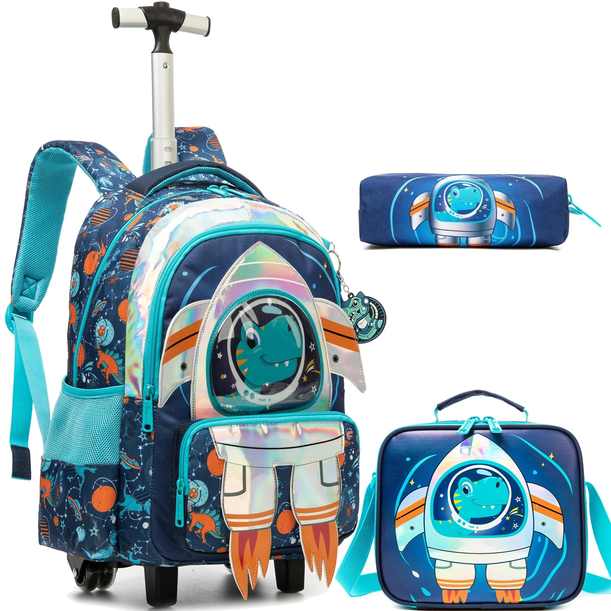 Kids Wheeled Backpack Children's Rolling Travel Carry on Luggage Lightweight School Bookbag for Boys Large Capacity Student Bag