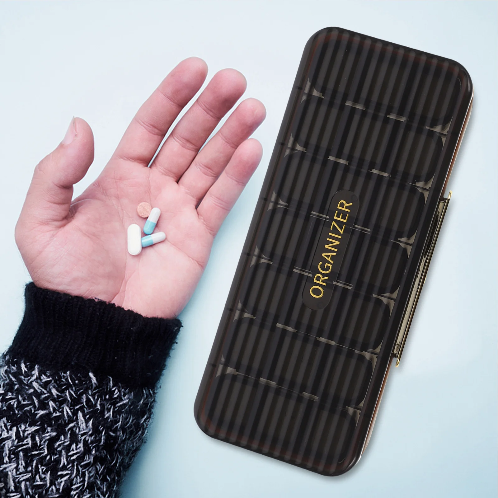

21-Grid Medicine Organizer Travel Case Portable Weekly Pill Dispenser Outdoor Durable ABS Pill Box Organizer Travel