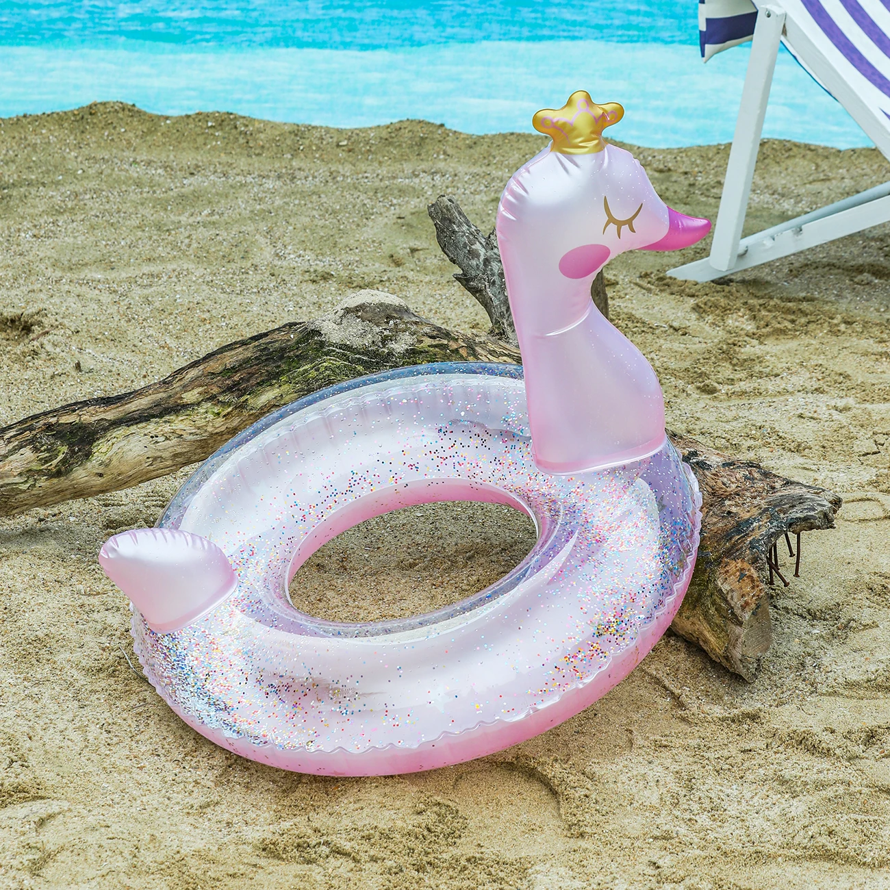 1PC Crowned Swan-zwemring Zomerzwembad drijft, strand- en zwembadzwemhulp, strandspeelgoed voor zwembadfeest